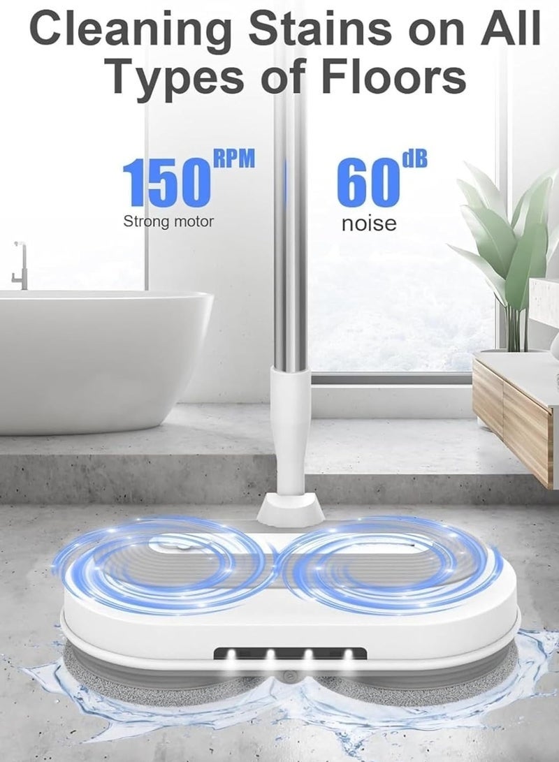 دينكس Cordless Electric Spin Mop with Water Sprayer & LED Headlights – 290ml Tank, 50min Runtime, Adjustable Handle, Self-Propelled Floor Cleaner for Tile, Marble, Laminate & Wood – Rechargeable Mop - Image 2