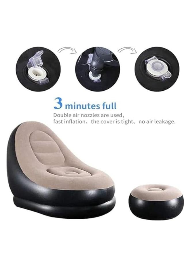 Generic Folding Portable Inflatable Sofa Chair with Air Pump Folding Lazy Sofa with Foot Stool Lazy Sofa for Indoor Living Room Gaming Bedroom Office Balcony.  - Image 4