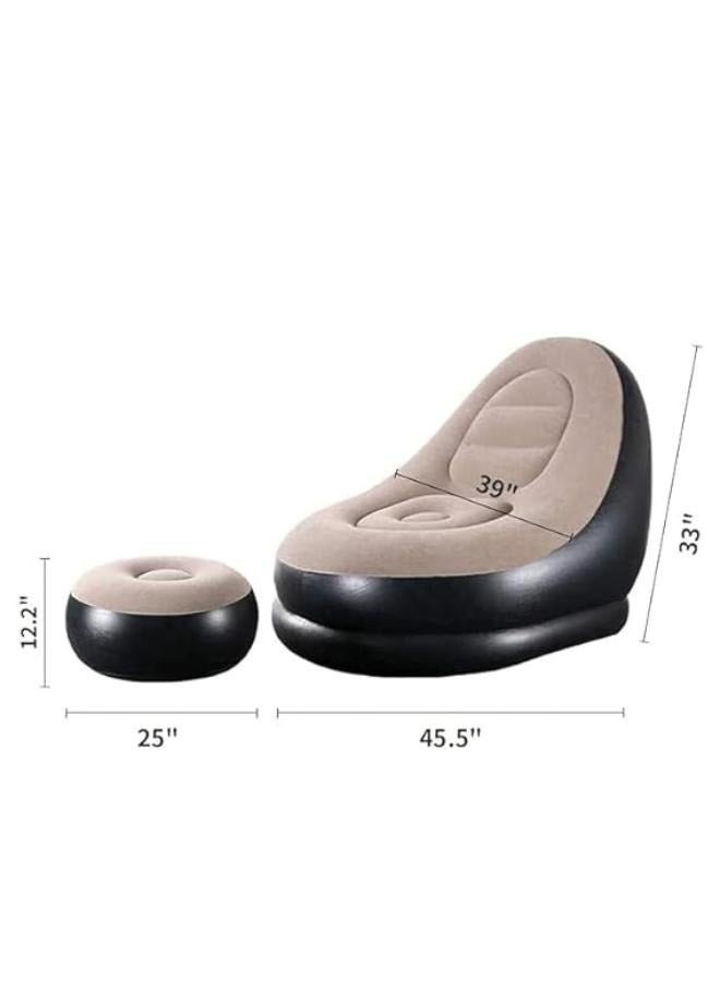 Generic Folding Portable Inflatable Sofa Chair with Air Pump Folding Lazy Sofa with Foot Stool Lazy Sofa for Indoor Living Room Gaming Bedroom Office Balcony.  - Image 5