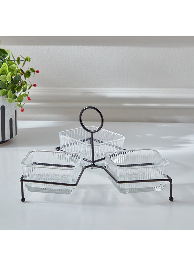 Home Box مجموعة وجبات خفيفة زجاجية عتيقة مكونة من 4 قطع 26.6x27.7x15.4 سم  - Image 2
