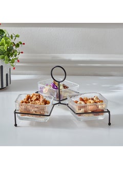 Home Box Vintage 4-Piece Glass Snack Set 26.6x27.7x15.4 cm  - Image 1