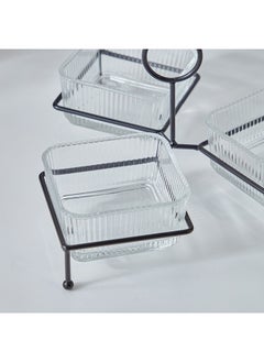 Home Box Vintage 4-Piece Glass Snack Set 26.6x27.7x15.4 cm  - Image 3