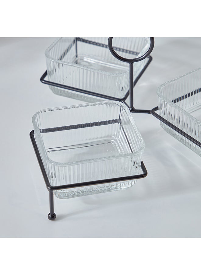 Home Box مجموعة وجبات خفيفة زجاجية عتيقة مكونة من 4 قطع 26.6x27.7x15.4 سم  - Image 3