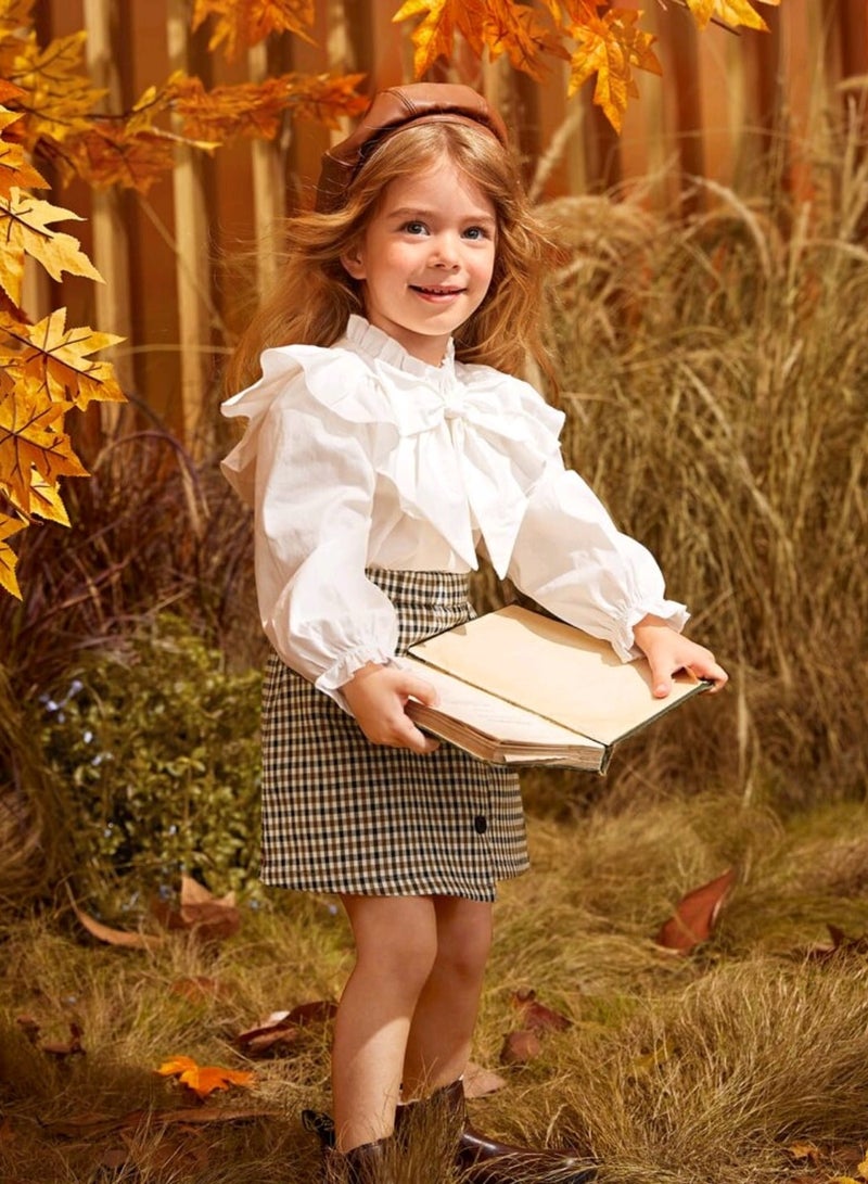 Shein Young Girl Plaid Button Front Asymmetrical Hem Skirt - Image 3