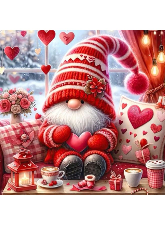 TaeYsck Valentine's Day Diamond Painting Kits for Adults Beginners,Gnome 5D DIY Diamond Art Kit Full Round Drill Diamond Dot Gem Art for Adults,Paint with Diamonds Pictures Adult Crafts Diamond Kit - Image 1