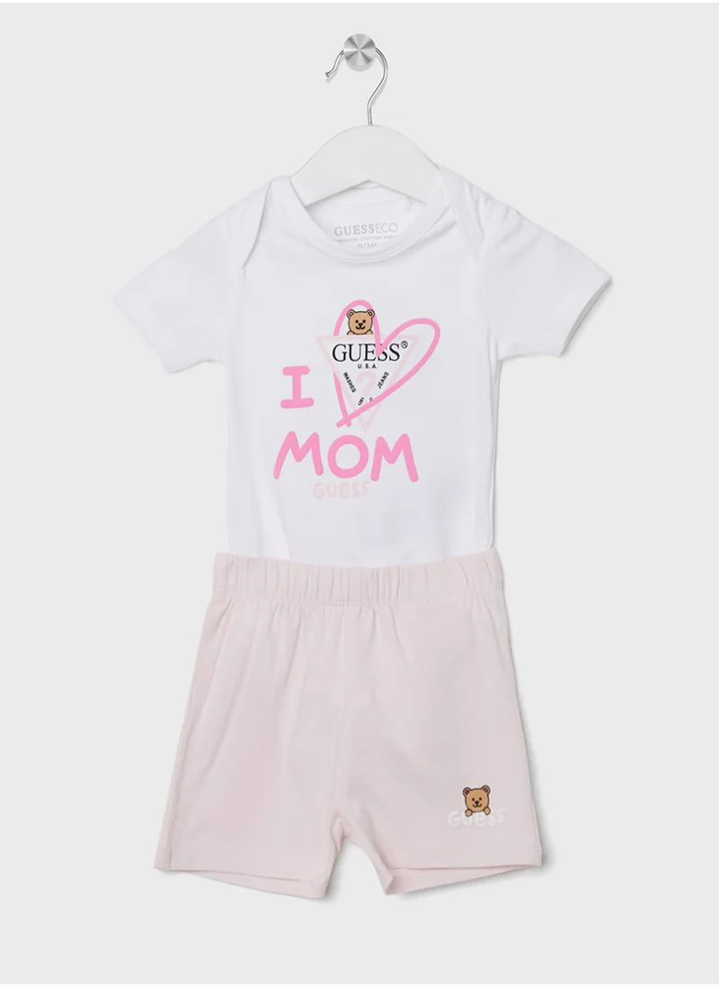 GUESS Infant Graphic Printed 2 Pack Bodysuit & Short Set