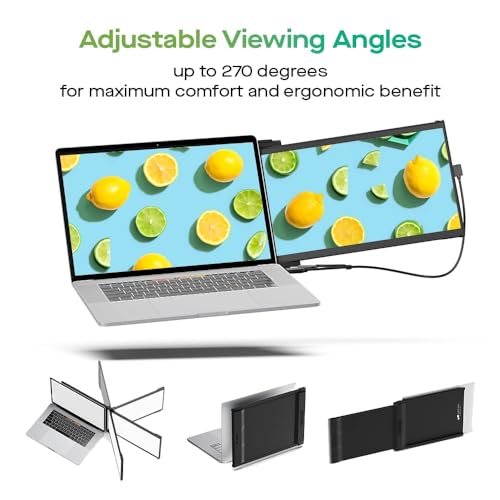 MP Mobile Pixels 2025 Duex Max DS 14.1'' FHD 1080p Laptop Screen Extender, USB Type-C/HDMI Ports, Portable Monitor for 14'' to 17 Inch Laptops, Compatible with macOS/Windows/Apple/Android/Switch(Black) - Image 3