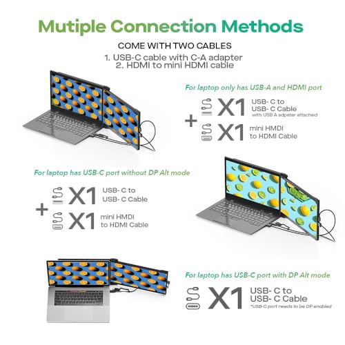 MP Mobile Pixels 2025 Duex Max DS 14.1'' FHD 1080p Laptop Screen Extender, USB Type-C/HDMI Ports, Portable Monitor for 14'' to 17 Inch Laptops, Compatible with macOS/Windows/Apple/Android/Switch(Black) - Image 4