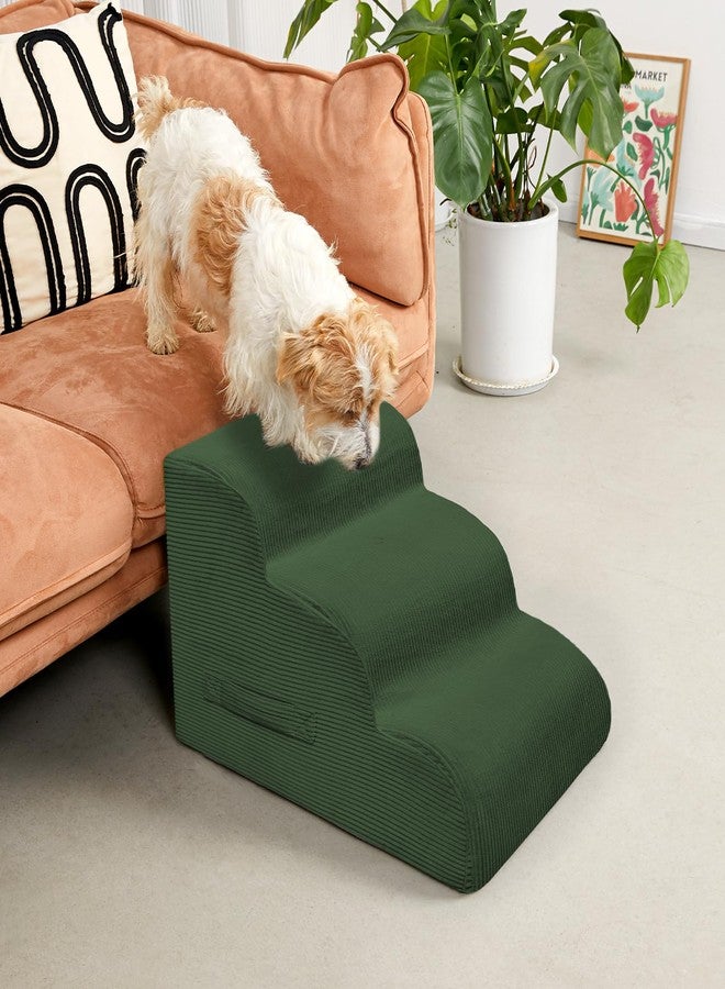 Mesa Lemon Dog Steps for Small Dogs, 4-Step Pet Ramp Stairs for High Beds and Sofa, Non-Slip Pet Stairs for Small Dogs and Cats, Removable and Easy to Clean Cover, Green - Image 2