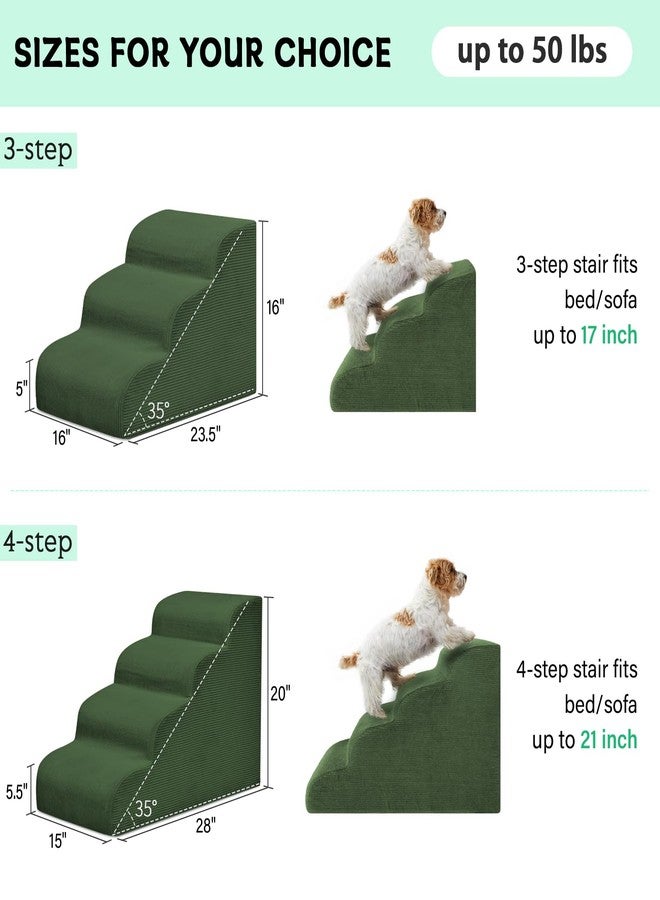 Mesa Lemon Dog Steps for Small Dogs, 4-Step Pet Ramp Stairs for High Beds and Sofa, Non-Slip Pet Stairs for Small Dogs and Cats, Removable and Easy to Clean Cover, Green - Image 4