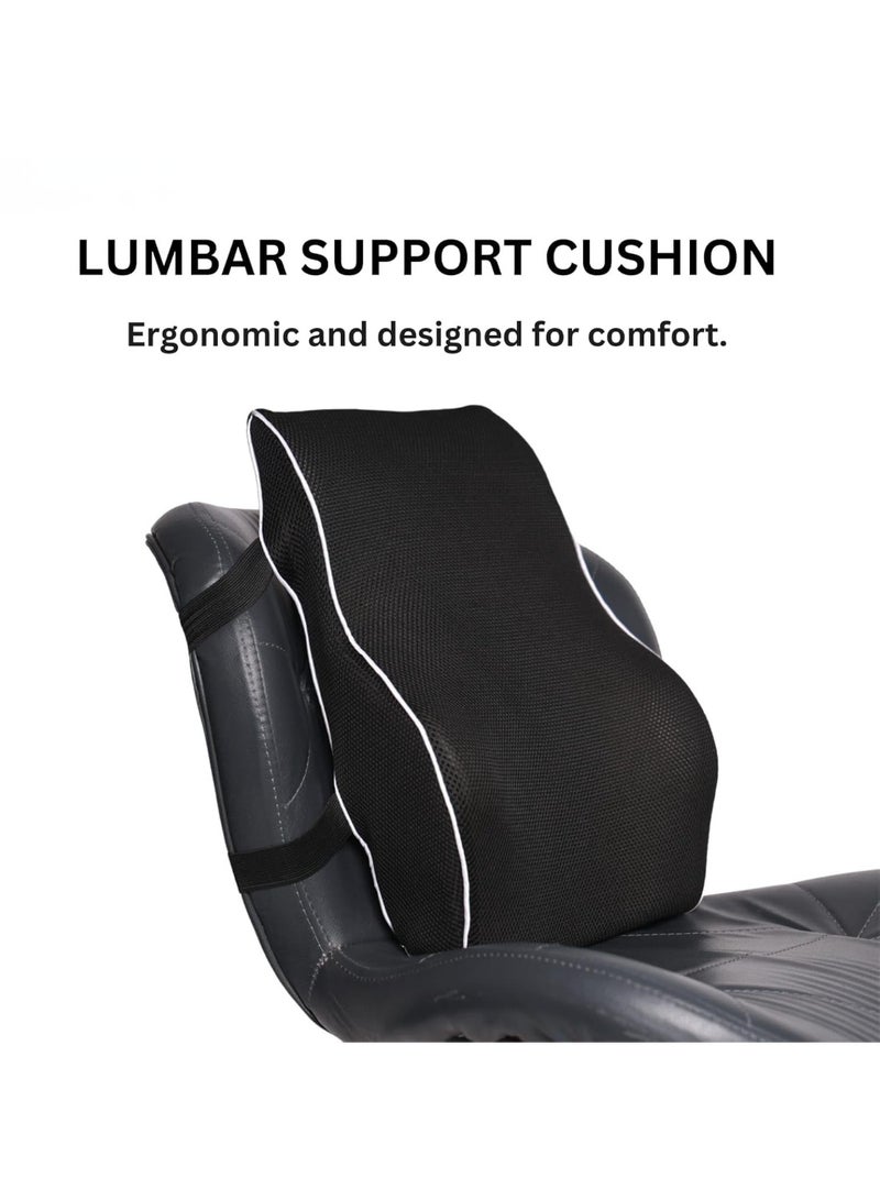 Memory Foam Car Seat Neck & Lumbar Support Cushion Set, Ergonomic Back and Neck Pillow for Car Seat, Office Chair & Home Seating, Breathable Washable Cover, Adjustable Straps - Image 5