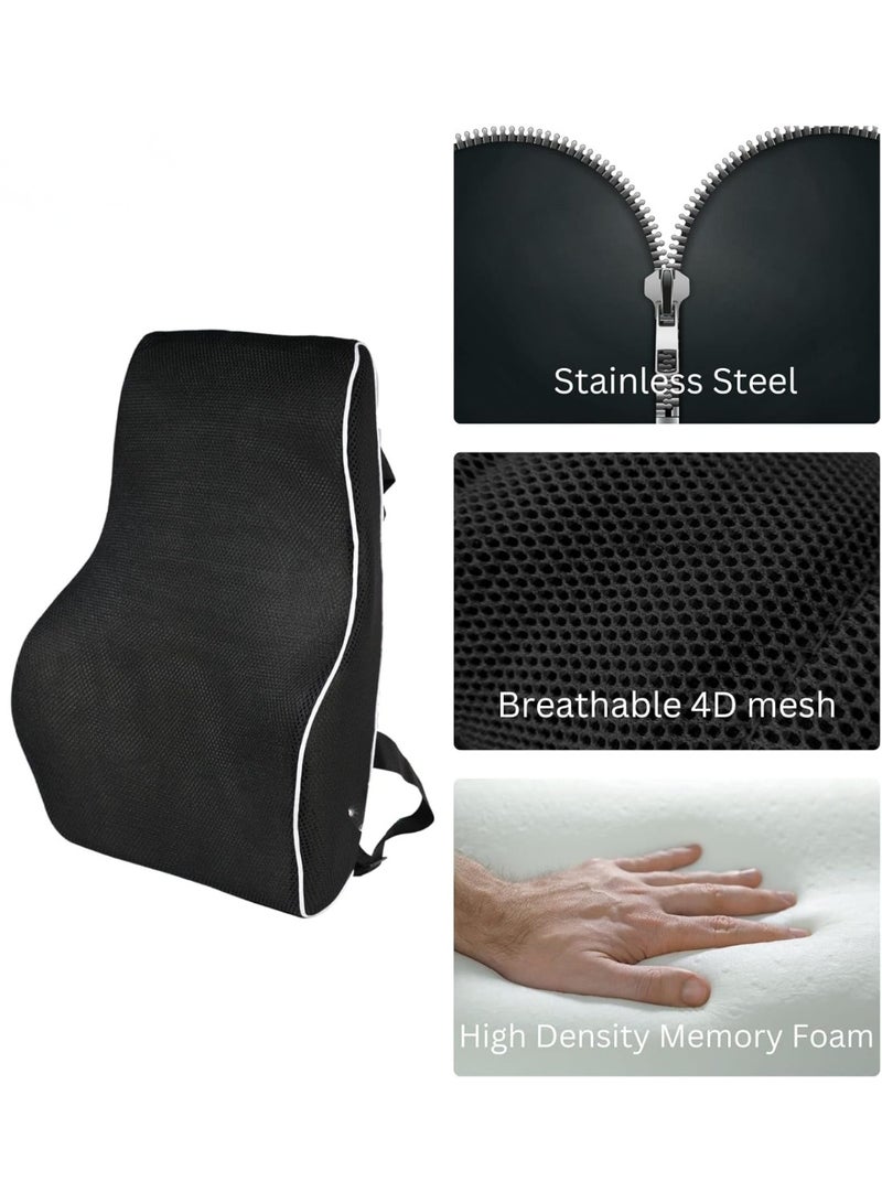 Memory Foam Car Seat Neck & Lumbar Support Cushion Set, Ergonomic Back and Neck Pillow for Car Seat, Office Chair & Home Seating, Breathable Washable Cover, Adjustable Straps - Image 3