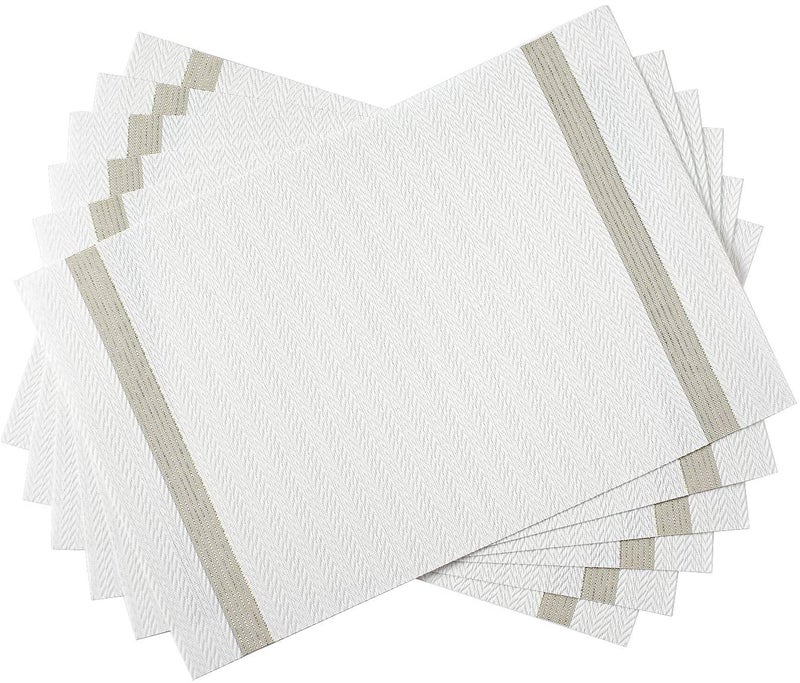 Leeonz Placemats for Dining Table Set of 6 PVC Placemats Table Placemats Placemats for Dining Table Washable NonSlip Color Code31CWhite - Image 2