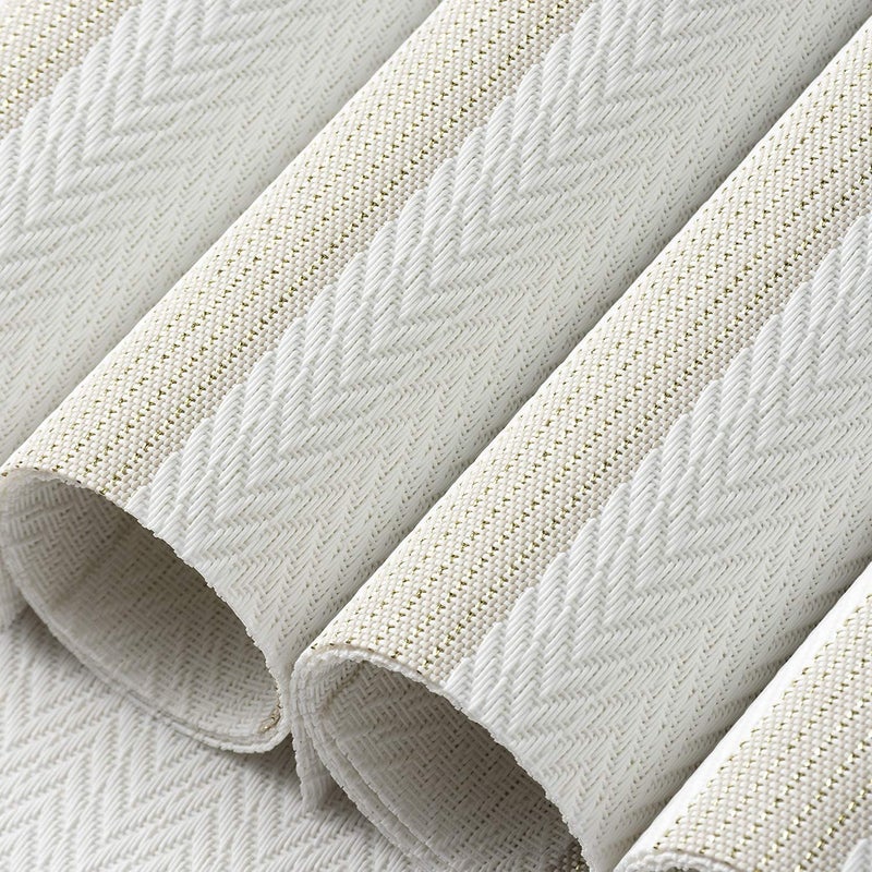 Leeonz Placemats for Dining Table Set of 6 PVC Placemats Table Placemats Placemats for Dining Table Washable NonSlip Color Code31CWhite - Image 3