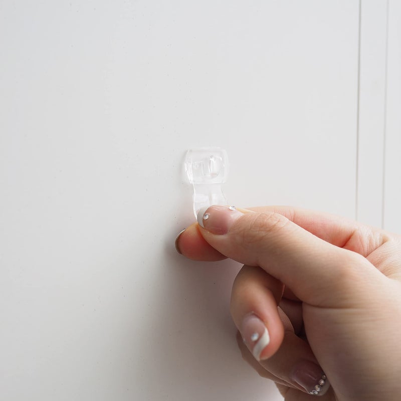 MOVELYST 100 Mini Clear Light Clips with 120 Adhesive Strips, Damage-Free Indoor Mini Wall Hooks for Hanging, Removable Clips for Christmas Decoration - Image 4