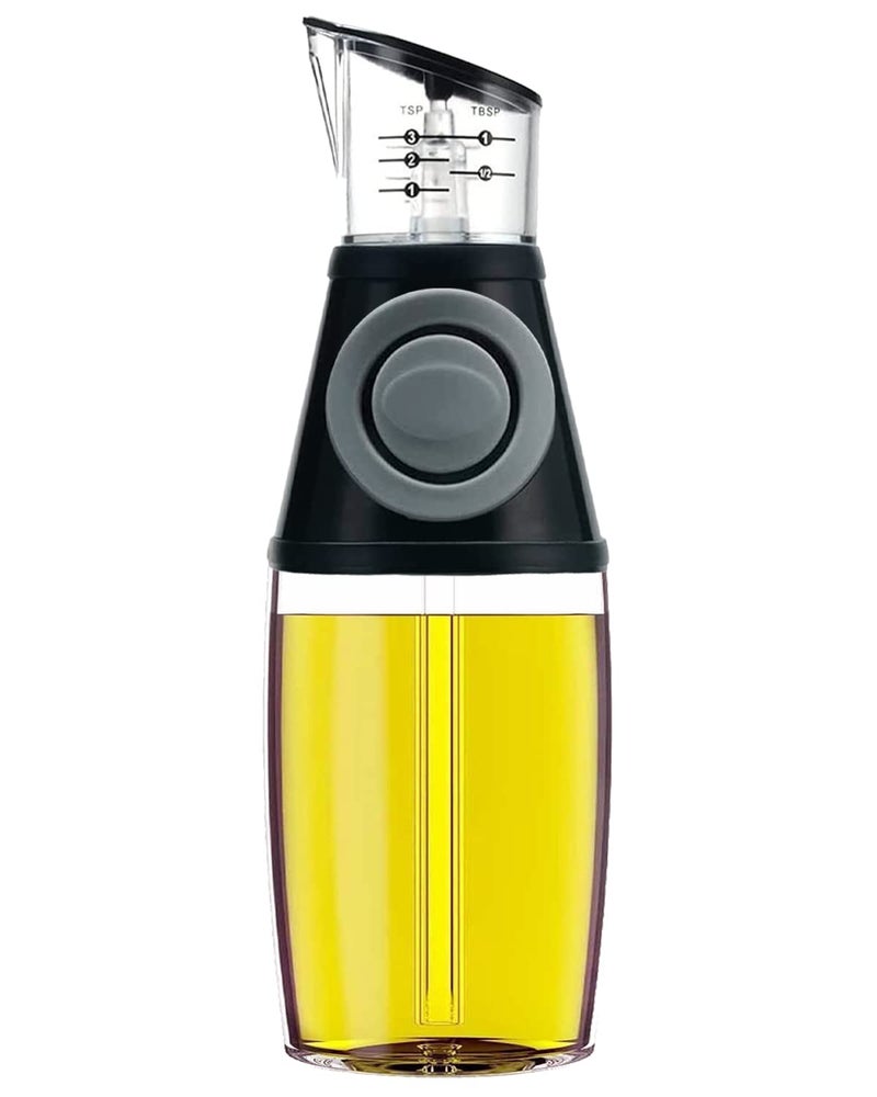 KITLAB Oil Dispenser Bottle, 8.5oz Olive Oil Dispenser Oil Sprayer, Clear Glass Refillable Oil and Vinegar Dispenser Bottle with Measuring Scale Pump for Kitchen, Cooking, Salads, Baking Frying - Image 1
