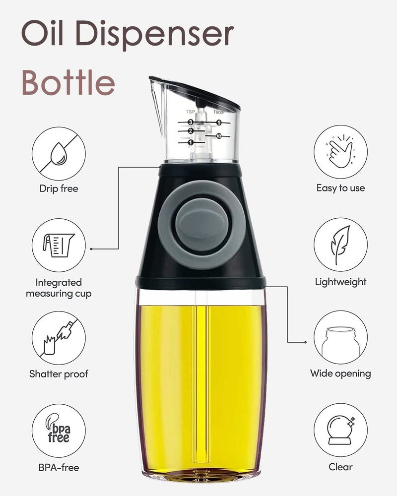 KITLAB Oil Dispenser Bottle, 8.5oz Olive Oil Dispenser Oil Sprayer, Clear Glass Refillable Oil and Vinegar Dispenser Bottle with Measuring Scale Pump for Kitchen, Cooking, Salads, Baking Frying - Image 3
