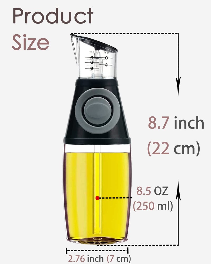 KITLAB Oil Dispenser Bottle, 8.5oz Olive Oil Dispenser Oil Sprayer, Clear Glass Refillable Oil and Vinegar Dispenser Bottle with Measuring Scale Pump for Kitchen, Cooking, Salads, Baking Frying - Image 2