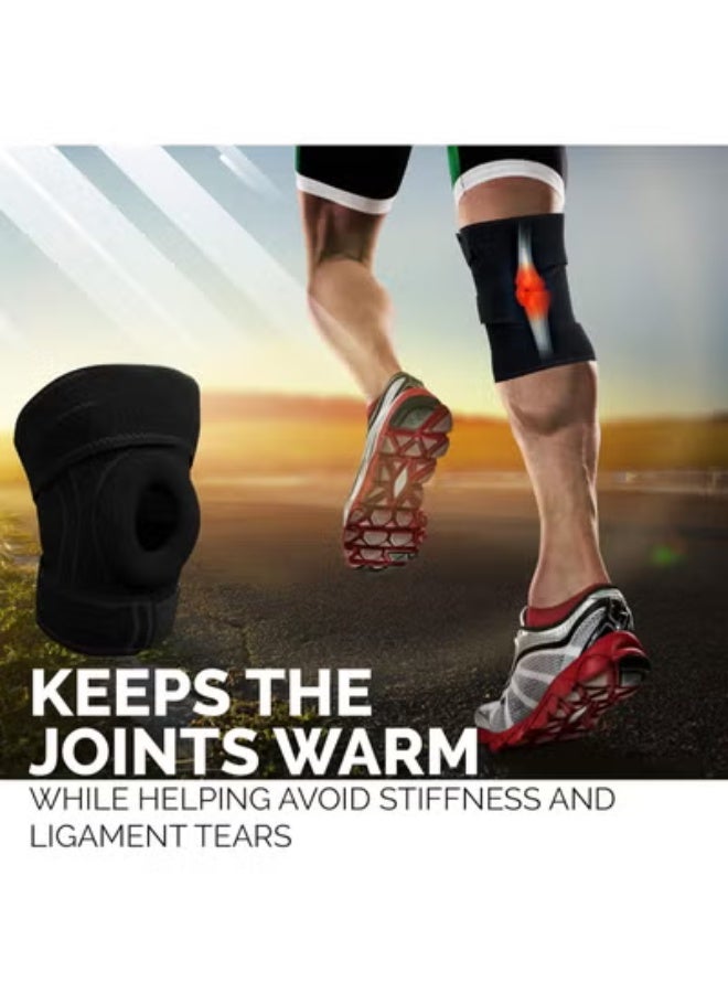 Flexible Neoprene Runners Knee Brace (Black/Grey) - Stabilizing Support for Range of Motion & Pain Relief - Injury Prevention for Arthritic Knees - Adjustable Sport Brace for Men, Women & Youth (Size M) - Image 3