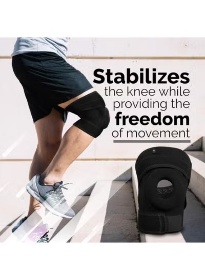 Flexible Neoprene Runners Knee Brace (Black/Grey) - Stabilizing Support for Range of Motion & Pain Relief - Injury Prevention for Arthritic Knees - Adjustable Sport Brace for Men, Women & Youth (Size M) - Image 2