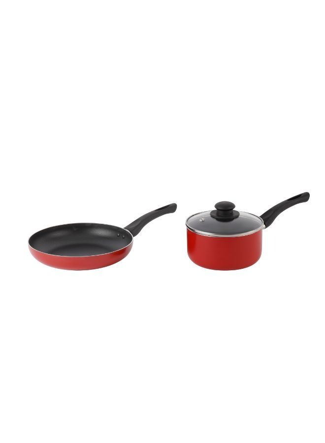 DELCASA 3 Piece Nonstick Cookware Set Red - Image 3