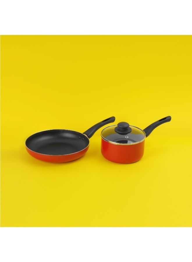 DELCASA 3 Piece Nonstick Cookware Set Red - Image 5
