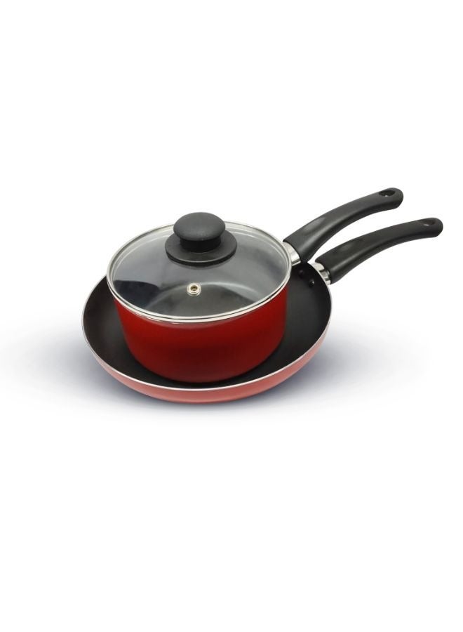 DELCASA 3 Piece Nonstick Cookware Set Red - Image 1