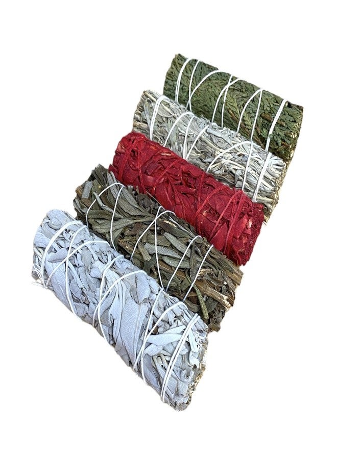 NessaStores 5 pcs Smudge Stick Sampler 1 Kit of White Sage, Black Sage, White Sage Dragon's Blood, Blue Sage, & Cedar - 4 Inch Hand Tied, All Natural, Ethically Sourced for Home Cleansing JC-209 - Image 3
