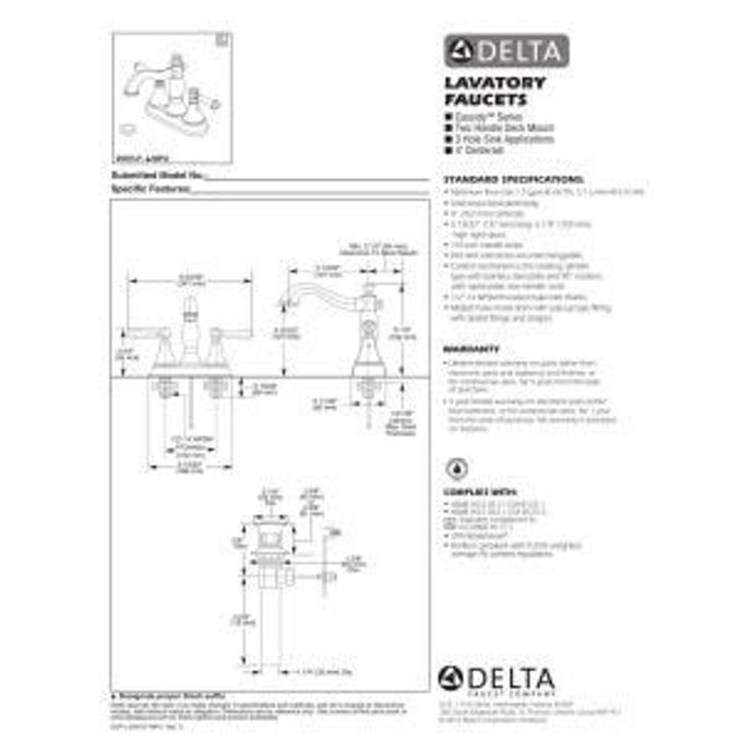 Delta Faucet Cassidy Centerset Bathroom Faucet Chrome, Bathroom Sink Faucet, Metal Drain Assembly, Chrome 2597Lf-Mpu - Image 3