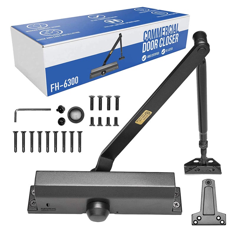 FORTSTRONG Commercial Door Closer Black Automatic Door Closer UL Listed Grade 1 ADA Hydraulic Door Closers Certified FS6300B