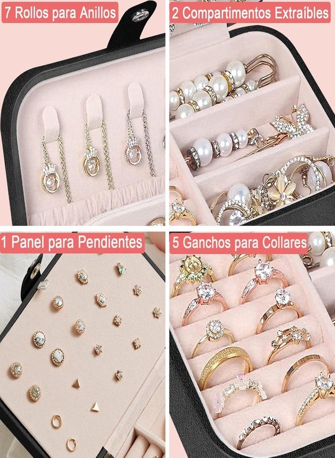 TRADY Luxury Travel Jewelry Organizer Box for Women Compact & Waterproof PU Leather Storage Case with Compartments for Rings,Earrings,Necklaces & Bracelets Ideal for Travel & Gift Giving (Black) - Image 4
