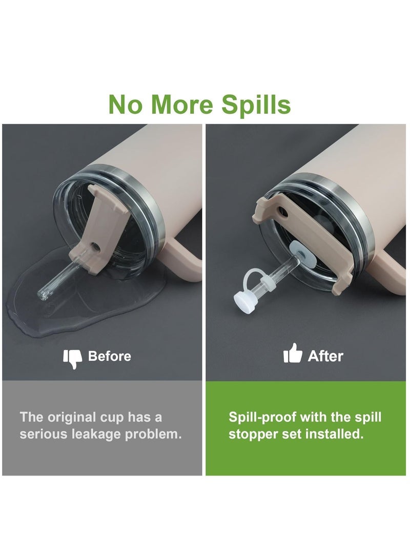 Captaintech Silicone Spill Stopper Set of 3, Compatible with Stanley Cup 1.0 40oz/ 30oz, Tumbler Accessories, Including 2 Straw Cover Cap, 2 Square Spill Stopper and 2 Round Leak Stopper - Image 3