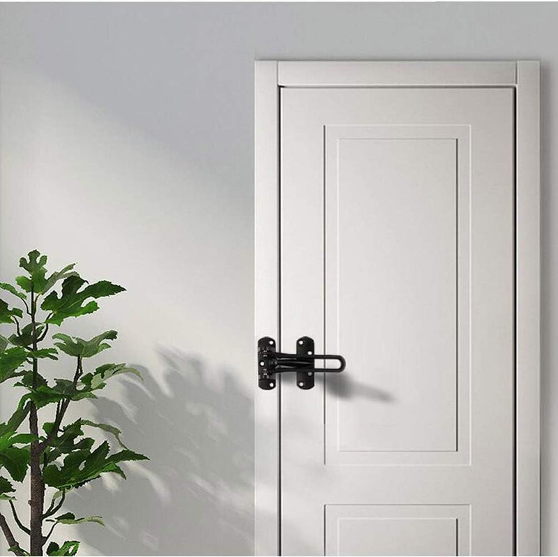 Saisn Door Reinforcement Lock Latch Swing Bar Lock for Home Security Front Door Locks for Kids Thicken Solid Aluminium Alloy (Black) - Image 5