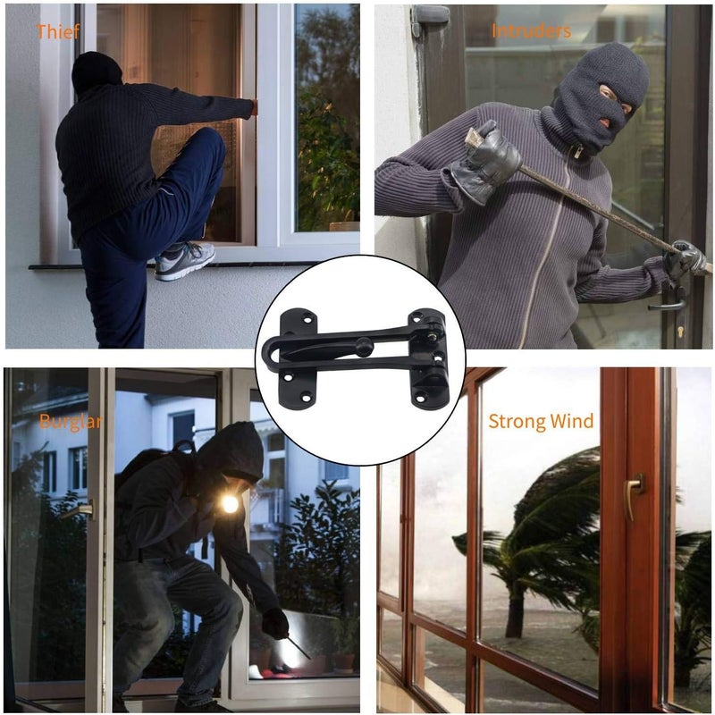 Saisn Door Reinforcement Lock Latch Swing Bar Lock for Home Security Front Door Locks for Kids Thicken Solid Aluminium Alloy (Black) - Image 2