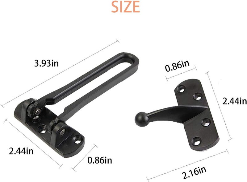 Saisn Door Reinforcement Lock Latch Swing Bar Lock for Home Security Front Door Locks for Kids Thicken Solid Aluminium Alloy (Black) - Image 4