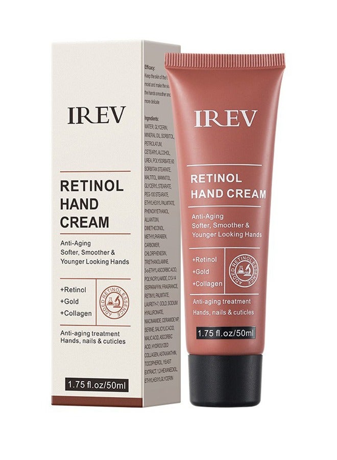 ايريف كريم اليدين الريتينول ، لوشن اليدين المضاد للشيخوخة مع الكولاجين ، مرطب الريتينول للشيخوخة والأيدي المتشققة الجافة ، العناية والحماية من البشرة والأظافر والبشرة 50 مل - Image 1