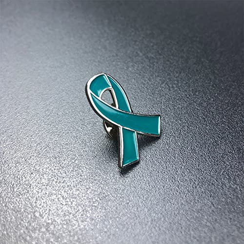 Alodidae 50pcs Teal Ribbon Awareness Pins Cervical Ovarian Cancer Awareness Products Pin - Image 2