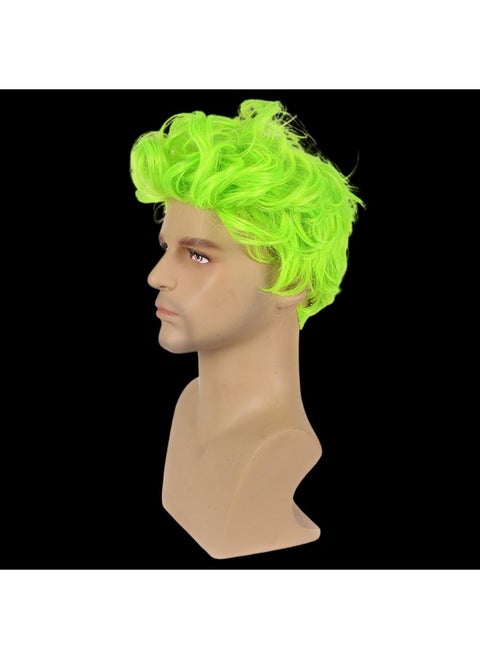 Men Wigs Short Green Wig Heat Resistant Synthetic Cosplay Halloween Character Costume Wig