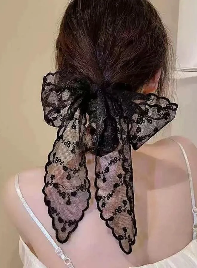 Take Two Black Lace Bow Hair Tie