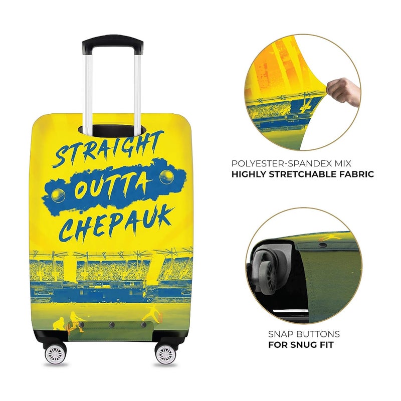 nasher miles x Chennai Super Kings (CSK) Polyester Yellow Straight Outta Chepauk 55 cm (20 Inch) Small Protective Luggage Cover - Image 5