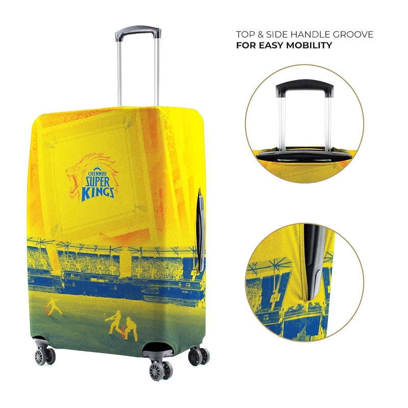 nasher miles x Chennai Super Kings (CSK) Polyester Yellow Straight Outta Chepauk 55 cm (20 Inch) Small Protective Luggage Cover - Image 4