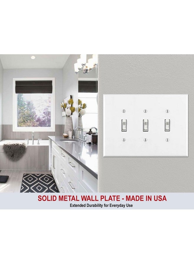 Art Plates OVERSIZED 3 Gang Toggle Metal Light Switch Cover - Three Gang Wall Plate for Toggle Style Light Switches, Stainless Steel Painted White with Semi-Gloss Finish, Made in USA, UL Listed, 5.5 x 7.5 Inches