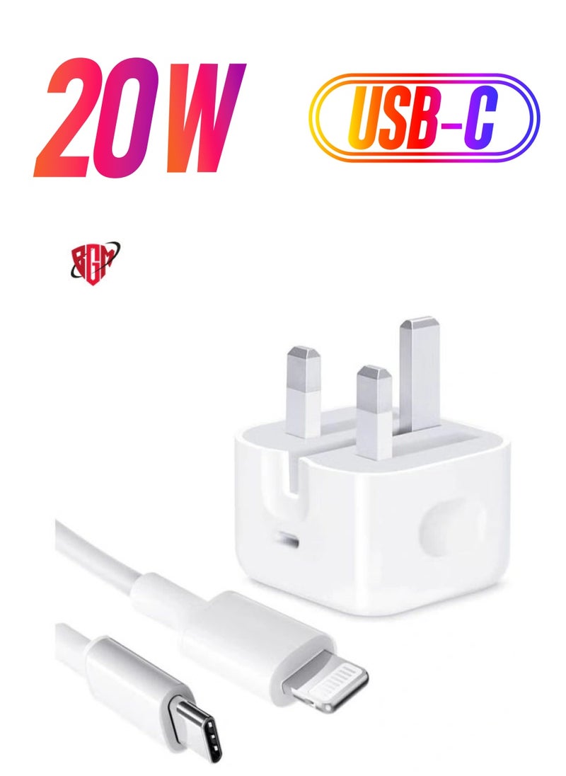 BGM - MFi Certified‘ iPhone 20W Charger Plug and 2M USB C to Lightning Cable PD Fast Charger USB C Plug Data Lead Compatible with iPhone 14/14 Plus/14 Pro/14 Pro Max/13/12/11/11 Pro/XS Max/XR/X/8/7/iPad - Image 1
