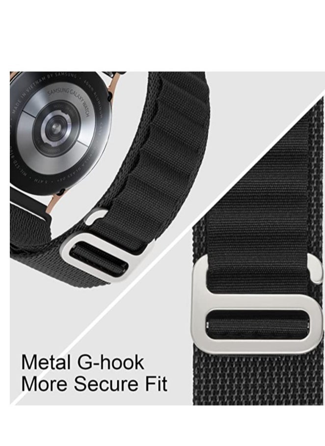 Generic 20mm Stretch Nylon Metal Alpine Loop Woven Strap for Men Women  Compatible with Samsung Galaxy Watch 4/5/5 pro Band/Active 2 40mm 44mm band/Galaxy Watch 4 Classic 42mm 46mm/Watch 3 41mm Black  - Image 2