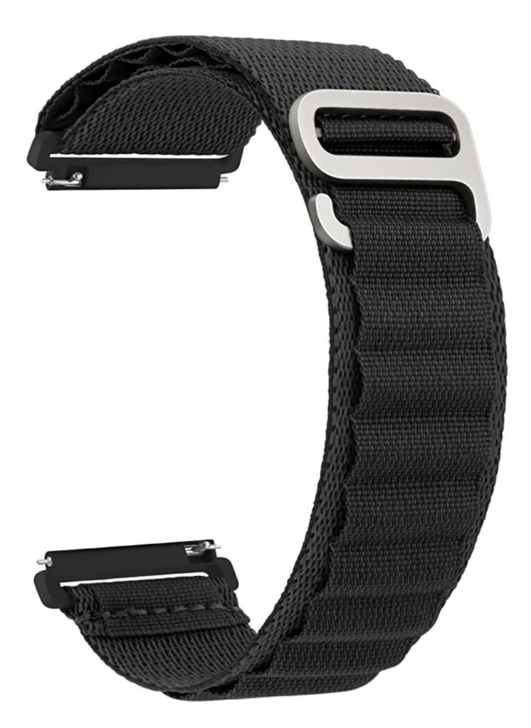 Generic 20mm Stretch Nylon Metal Alpine Loop Woven Strap for Men Women  Compatible with Samsung Galaxy Watch 4/5/5 pro Band/Active 2 40mm 44mm band/Galaxy Watch 4 Classic 42mm 46mm/Watch 3 41mm Black  - Image 1