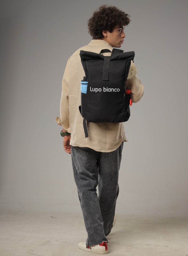 Lupo bianco Roll-Top Backpack - Black - Image 3