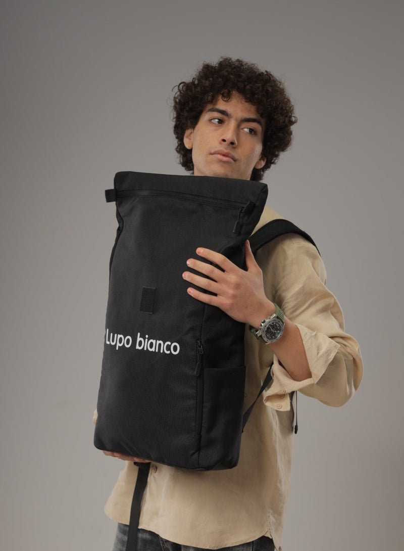 Lupo bianco Roll-Top Backpack - Black - Image 4