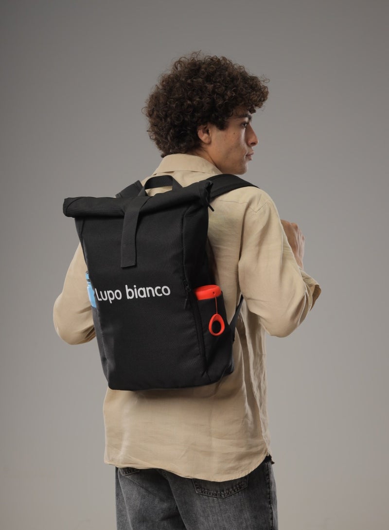Lupo bianco Roll-Top Backpack - Black - Image 5