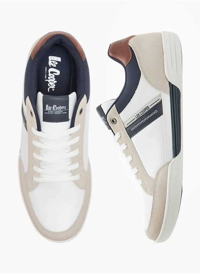 لي كوبر Men's Panelled Sneakers with Lace-Up Closure