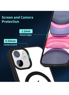 ten.tech Transparent magnetic protection case compatible with MagSafe for iPhone 11 English mobile phone, anti-shocks and scratches (black) Silicone back cover by TenTech  - Image 3